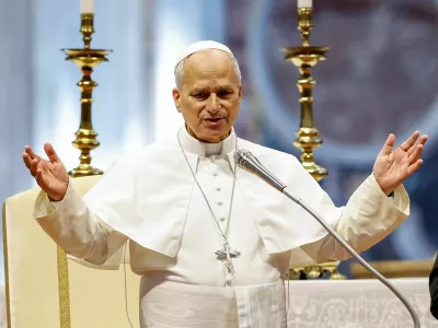 Pope Leo speaks during a weekly general audience in St. Peter's Basilica at the Vatican, August 5, 2026. REUTERS/Remo Casilli