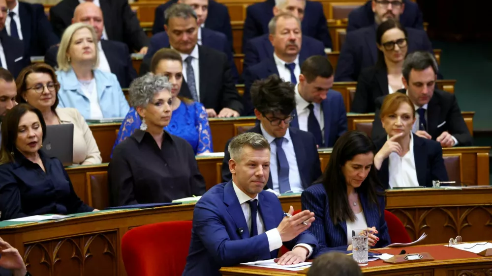 Hungarian Prime Minister Peter Magyar attends a plenary session in the Parliament, in Budapest, Hungary, May 26, 2026. REUTERS/Bernadett Szabo