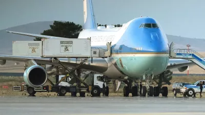 Catering trucks are parked at Air Force One on the tarmac before U.S. President Donald Trump departs following the NATO summit at Ankara International Airport in Ankara, Turkey, Wednesday, July 8, 2026. (AP Photo/Alex Brandon)