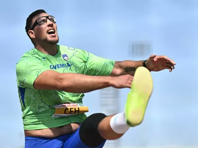 Athletics - European Athletics Championships - Alexander Stadium, Birmingham, Britain - August 11, 2026 Slovenia's Kristjan Ceh in action during the men's discus throw qualification REUTERS/Dylan Martinez