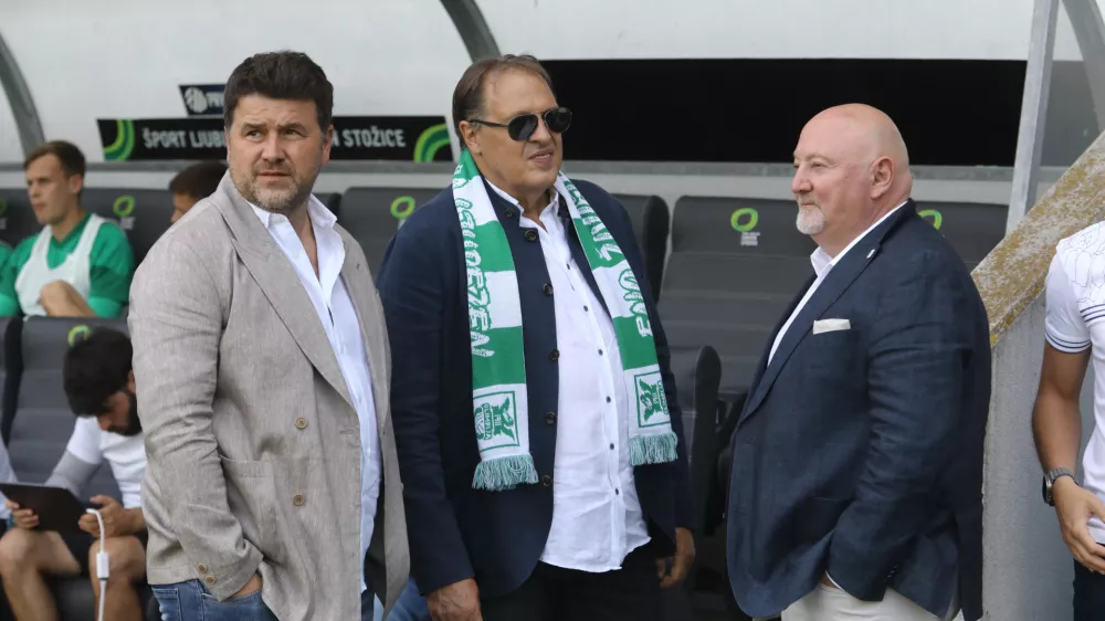 Goran Boromisa, Adam Delius, Dr. Christian Dollingervodstvo NK Olimpija19.5.2024 - nogomet Olimpija - BravoFoto: Luka Cjuha