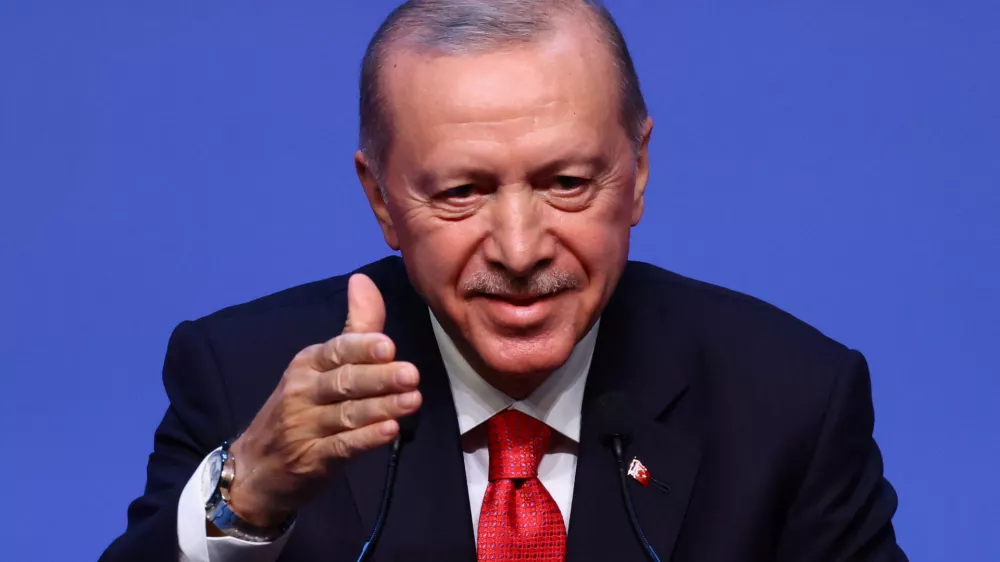 Turkish President Tayyip Erdogan holds a press conference during NATO leaders' summit in Ankara, Turkey, July 8, 2026. REUTERS/Yves Herman