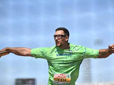 Athletics - European Athletics Championships - Alexander Stadium, Birmingham, Britain - August 11, 2026 Slovenia's Kristjan Ceh in action during the men's discus throw qualification REUTERS/Dylan Martinez