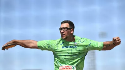 Athletics - European Athletics Championships - Alexander Stadium, Birmingham, Britain - August 11, 2026 Slovenia's Kristjan Ceh in action during the men's discus throw qualification REUTERS/Dylan Martinez
