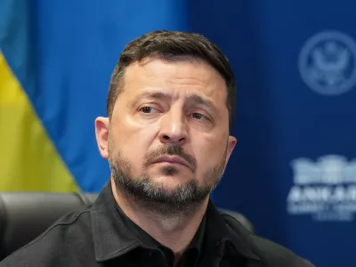 FILE - Ukraine's President Volodymyr Zelenskyy looks on during his meeting with U.S. President Donald Trump on the sidelines of the NATO summit in Ankara, Turkey, on July 8, 2026. (AP Photo/Alex Brandon, File)