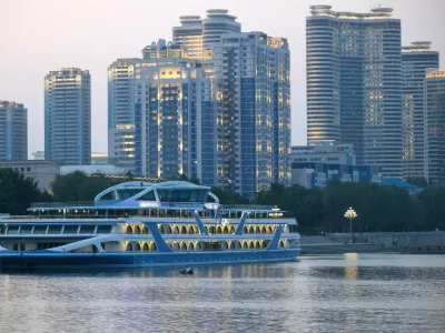 NORTH KOREA, PYONGYANG - MAY 14, 2026: A pleasure boat sails along the Taedong River,Image: 1098988989, License: Rights-managed, Restrictions: * Switzerland And Russia Rights Out *, Model Release: no 