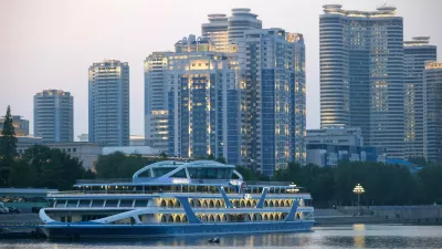 NORTH KOREA, PYONGYANG - MAY 14, 2026: A pleasure boat sails along the Taedong River,Image: 1098988989, License: Rights-managed, Restrictions: * Switzerland And Russia Rights Out *, Model Release: no 