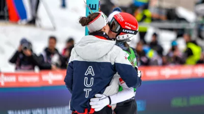 Planica 29.03.2026Skoki narciarskie. FIS Puchar Swiata w Lotach Narciarskich w Planicy. Sezon 2025/2026. Konkurs indywidualny mezczyzn --- Ski Jumping. FIS Ski Flying World Cup in Planica, Slovenia. Season 2025/2026. Men's individual competition. Person shown: Lisa Eder Manuel Fettner,Image: 1087205815, License: Rights-managed, Restrictions: *** World Rights Except Poland *** POLOUT, Model Release: no 
