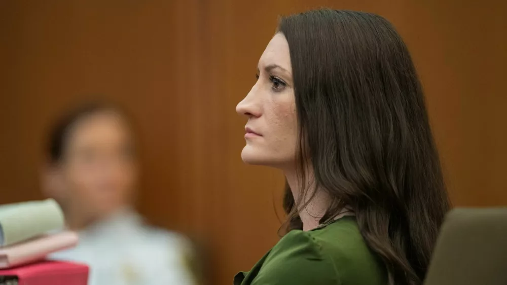 PLYMOUTH, MA - August 19: Lindsay Clancy listens to an expert testimony in court during day 16 of her murder trial at Plymouth Superior Court in Plymouth, Massachusetts, U.S., August 19, 2026.    Amanda Sabga/Pool via REUTERS