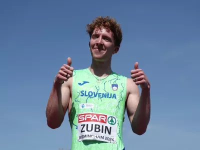 Athletics - European Athletics Championships - Alexander Stadium, Birmingham, Britain - August 11, 2026 Slovenia's Mitja Zubin reacts after finishing seventh in the men's 400m hurdles round 1