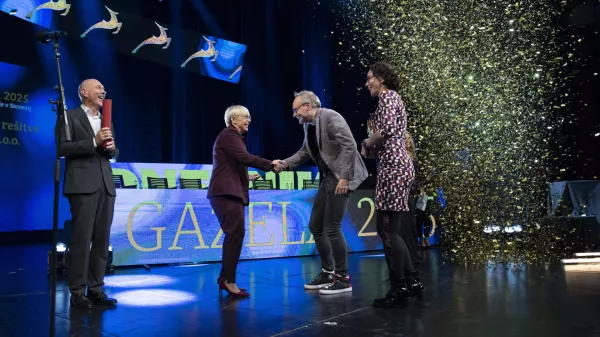 Bojan Petan, Nata&scaron;a Pirc Musar, Jurij Leskovec, ANA GLIGORIJEVIĆ 23.10.2025 - Gazela 2025 - sklepna prireditev Slovenska gazela 2025 v organizaciji časnika Dnevnik, slavnostna razglasitev zlate Gazele za leto 2025. Cankarjev dom
