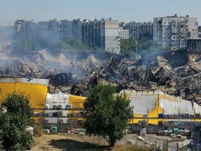Burnt-out hypermarket following an overnight Ukrainian drone strike, in the course of the Russia-Ukraine conflict in Donetsk, a Russian-controlled city of Ukraine, August 16, 2026. REUTERS/Alexander Ermochenko   TPX IMAGES OF THE DAY