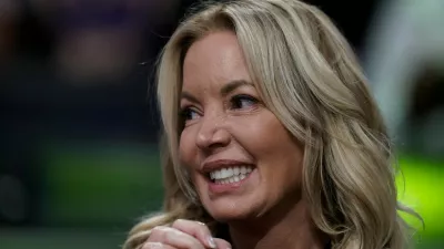 FILE - Los Angeles Lakers owner Jeanie Buss attends the team's NBA preseason basketball game against the Minnesota Timberwolves, Oct. 12, 2022, in Los Angeles. (AP Photo/Jae C. Hong, File)
