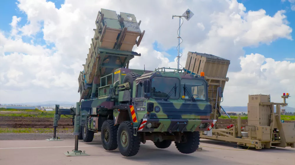 Ramat David, Israel - April 23, 2015: Patriot Guided Missile System and Iron Dome launcher at the exhibition for Israeli Independence Day on April 23, 2015