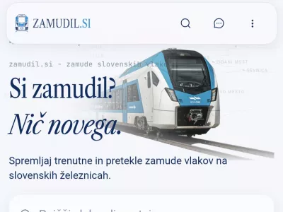 Zaživel je spletni portal zamudil.si, neodvisen sledilnik zamud slovenskih vlakov, ki na enem mestu prikazuje trenutno stanje in tudi statistiko preteklih voženj. Foto: posnetek zaslona
