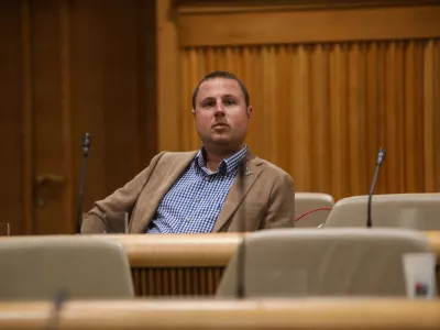 - Žan Mahnič, poslanec SDS,- 01.06.2026. - Zasli&scaron;anja kandidatov za ministre 4. vleda Janeza Jan&scaron;e pred parlamentarnimi odbori v DZ RS.//FOTO: Bojan Velikonja
