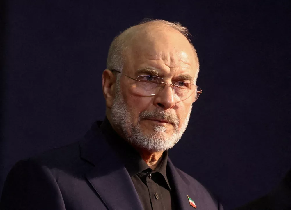 A picture taken July 3, 2026 shows Iranian Parliament Speaker Mohammad Baqer Qalibaf attending a farewell ceremony for Iran's late Supreme Leader Ayatollah Ali Khamenei, at the Imam Khomeini Grand Mosalla in Tehran, Iran July 3, 2026. Majid Asgaripour/WANA (West Asia News Agency) via REUTERS ATTENTION EDITORS - THIS PICTURE WAS PROVIDED BY A THIRD PARTY. ISRAEL OUT. NO COMMERCIAL OR EDITORIAL SALES IN ISRAEL. NO ACCESS FOR ISRAELI MEDIA. NO USE BBC PERSIAN. NO USE VOA PERSIAN. NO USE MANOTO. NO USE IRAN INTERNATIONAL. NO USE RADIO FARDA. DIGITAL: NO USE BBC PERSIAN. NO USE VOA PERSIAN. NO USE MANOTO. NO USE IRAN INTERNATIONAL. NO USE RADIO FARDA.