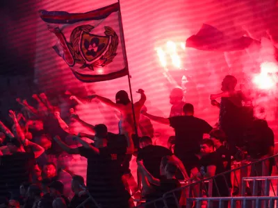- Viole, navijači, baklje,- 15.08.2026. - Nogomet Prva liga, NK Olimpija - NK Maribor.//FOTO: Bojan Velikonja