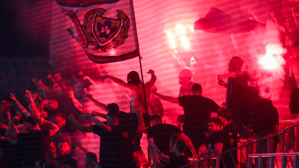 - Viole, navijači, baklje,- 15.08.2026. - Nogomet Prva liga, NK Olimpija - NK Maribor.//FOTO: Bojan Velikonja