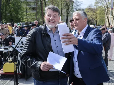 Boris Toma&scaron;ič- 10.04.2026 - protikorupcijski shod, ki ga je ob ustanovni seji DZ organiziral Ale&scaron; Primc//FOTO: Jaka Gasar