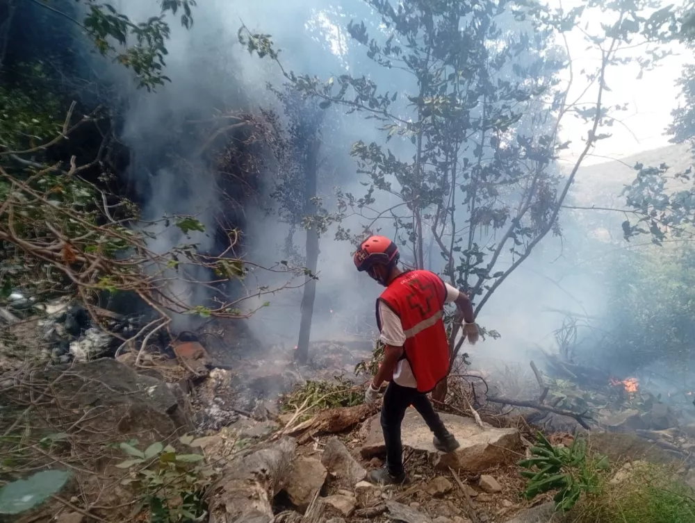 A rescue official works at the site of a tourist helicopter crash that caused multiple casualties, according to the police, in Samburu County, Kenya, August 19, 2026. Kenya Red Cross/Handout via REUTERS  THIS IMAGE HAS BEEN SUPPLIED BY A THIRD PARTY. NO RESALES. NO ARCHIVES. MANDATORY CREDIT.