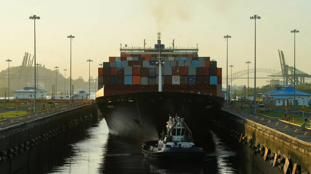 FILE PHOTO: The Liberia-flagged cargo ship Maria Y transits the Cocoli Locks at the Panama Canal, in Panama City, Panama, March 13, 2026. REUTERS/Enea Lebrun/File Photo