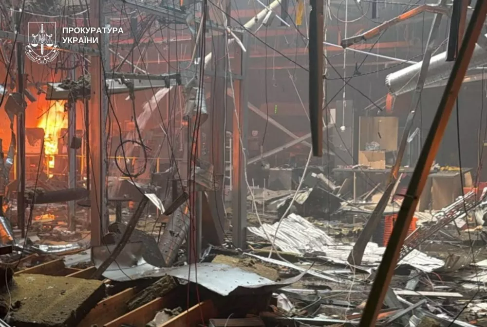 A site of a shopping centre hit by a Russian drones attack, amid Russia's attack on Ukraine, in Kryvyi Rih, Dnipropetrovsk region, Ukraine, in this handout picture released August 21, 2026.  Prosecutor General's Office via Telegram/Handout via REUTERS  THIS IMAGE HAS BEEN SUPPLIED BY A THIRD PARTY MANDATORY CREDIT. BEST QUALITY AVAILABLE.