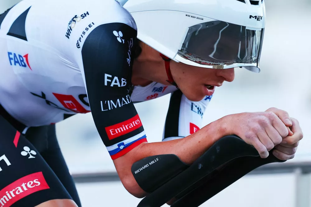Cycling - Vuelta a Espana - Stage 1 - Monaco to Monaco - Monaco - August 22, 2026 UAE Team Emirates - XRG's Tadej Pogacar in action during the stage 1 time trial REUTERS/Manon Cruz