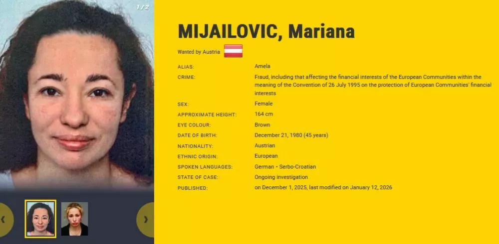 Avstrijska policija že vse od lanskega februarja zaradi suma goljufije i&scaron;če 44-letno Mariano Mijailović. 
