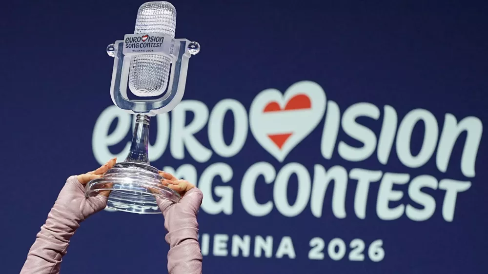 FILE - Dara from Bulgaria attends a press conference with the trophy after winning the Grand Final of the 70th Eurovision Song Contest in Vienna, Austria, on May 17, 2026. (AP Photo/Martin Meissner, File)