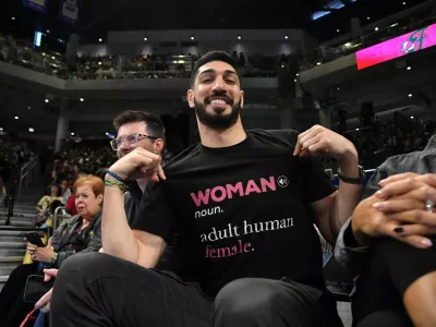 FILE PHOTO: Aug 23, 2026; Chicago, Illinois, USA; Turkish-American former basketball player and human rights activist Enes Kanter Freedom is seen prior to a game between the Indiana Fever and the Chicago Sky at Wintrust Arena. Mandatory Credit: Patrick Gorski-Imagn Images/File Photo