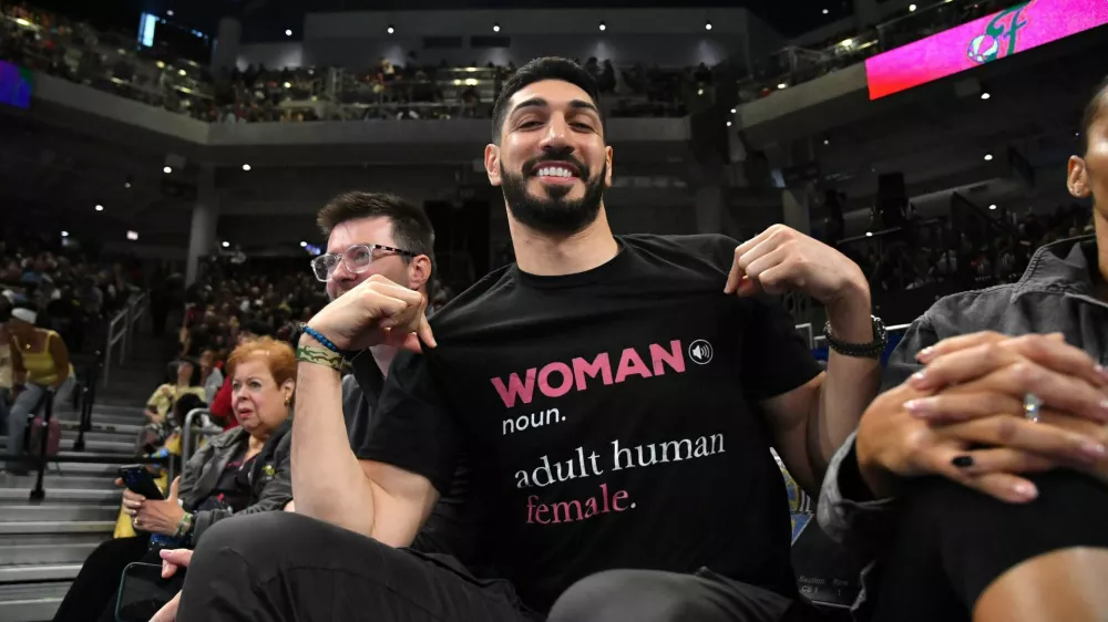 FILE PHOTO: Aug 23, 2026; Chicago, Illinois, USA; Turkish-American former basketball player and human rights activist Enes Kanter Freedom is seen prior to a game between the Indiana Fever and the Chicago Sky at Wintrust Arena. Mandatory Credit: Patrick Gorski-Imagn Images/File Photo