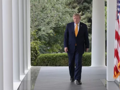U.S. President Donald Trump walks as he attends to host a back-to-school-themed event to highlight his administration's education policies, in the Rose Garden at the White House in Washington, D.C., U.S., August 24, 2026. REUTERS/Jonathan Ernst