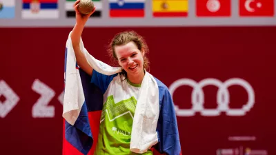 Eneja Ozbic Primc of Slovenia, gold medalist in Women's Lyonnaise Precision Shooting at Taranto 2026 Mediterranean Games, Italy on August 25, 2026