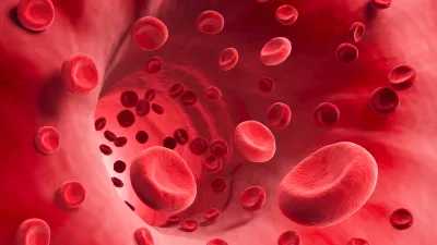 Red Blood Cell in an artery, Blood Flow, medical human health-care Concept Background, 3d rendering.