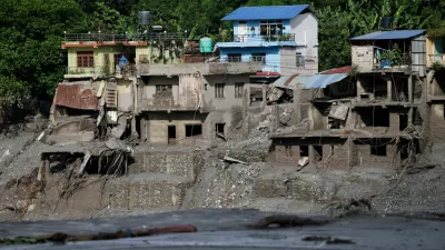 Damaged houses following devastating floods, in Trishuli in Nuwakot district, Nepal, August 27, 2026. REUTERS/Navesh Chitrakar