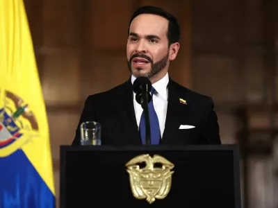 Colombia's President Abelardo de la Espriella speaks during a press conference at San Carlos Palace in Bogota, Colombia, August 25, 2026. REUTERS/Luisa Gonzalez