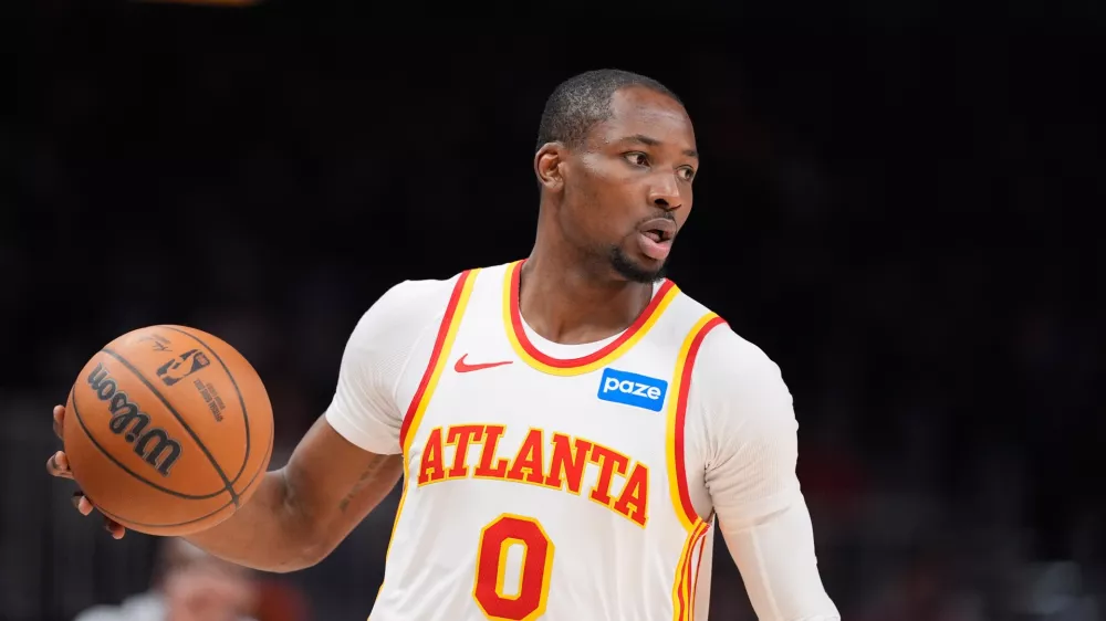 FILE - Atlanta Hawks forward Jonathan Kuminga (0) plays during Game 6 in a first-round NBA basketball playoffs series, on April 30, 2026, in Atlanta. (AP Photo/Brynn Anderson, File)