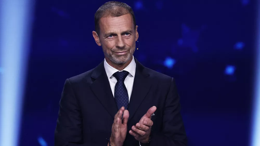 Soccer Football - UEFA Champions League - League Phase Draw - Grimaldi Forum, Monaco - August 27, 2026 UEFA president Aleksander Ceferin ahead of the league phase draw REUTERS/Manon Cruz
