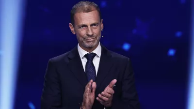 Soccer Football - UEFA Champions League - League Phase Draw - Grimaldi Forum, Monaco - August 27, 2026 UEFA president Aleksander Ceferin ahead of the league phase draw REUTERS/Manon Cruz