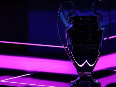 Soccer Football - UEFA Champions League - League Phase Draw - Grimaldi Forum, Monaco - August 27, 2026 General view of the Champions League trophy ahead of the league phase draw REUTERS/Manon Cruz