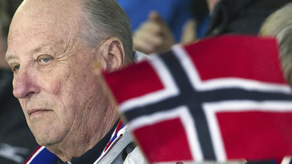 FILE - King Harald V of Norway watches Team Norway take on Team Great Britain during Olympic men's curling action at the Olympic Centre on Feb. 23, 2010 during the 2010 Vancouver Olympic Winter Games in Vancouver. (Nathan Denette, The Canadian Press via AP, File)