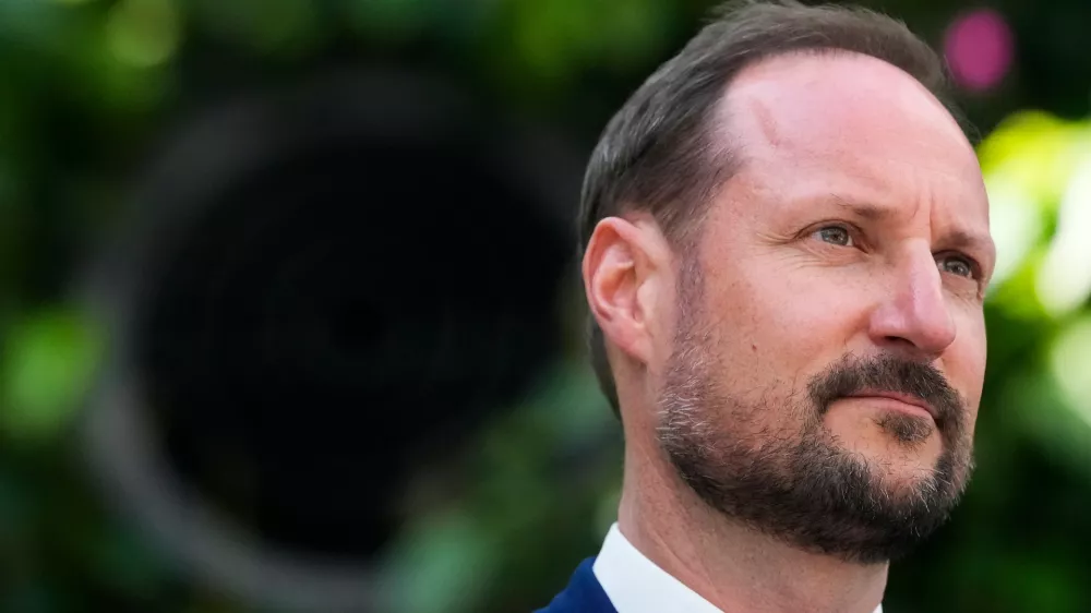 FILE - Norwegian Crown Prince Haakon looks on during a tour at the Amazon Spheres, Wednesday, April 17, 2024, in Seattle. (AP Photo/Lindsey Wasson, File Photo)