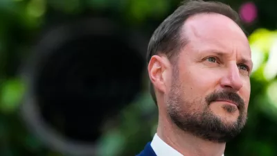 FILE - Norwegian Crown Prince Haakon looks on during a tour at the Amazon Spheres, Wednesday, April 17, 2024, in Seattle. (AP Photo/Lindsey Wasson, File Photo)