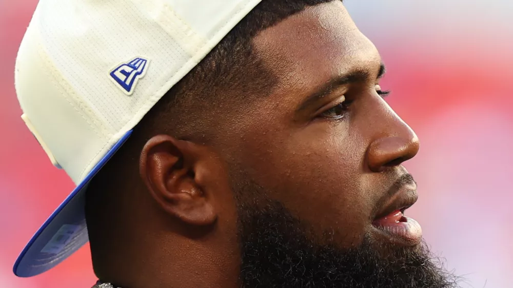 Buffalo Bills defensive lineman Ed Oliver watches warmups before a preseason NFL football game against the Pittsburgh Steelers in Orchard Park, NY., Thursday, Aug. 27, 2026. (AP Photo/Jeffrey T. Barnes)