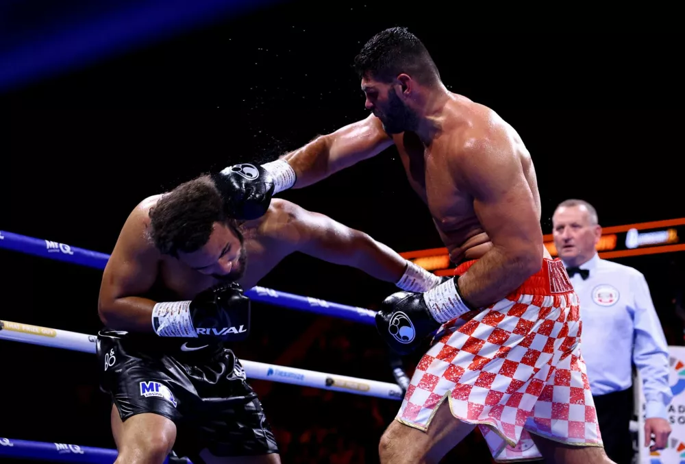 Boxing - Moses Itauma v Filip Hrgovic - IBF World Heavyweight Title - O2 Arena, London, Britain - August 29, 2026 Filip Hrgovic in action during his fight against Moses Itauma Action Images via Reuters/Peter Cziborra