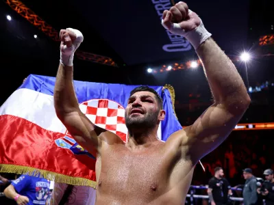 Boxing - Moses Itauma v Filip Hrgovic - IBF World Heavyweight Title - O2 Arena, London, Britain - August 29, 2026 Filip Hrgovic celebrates winning the IBF World Heavyweight Title against Moses Itauma Action Images via Reuters/Peter Cziborra