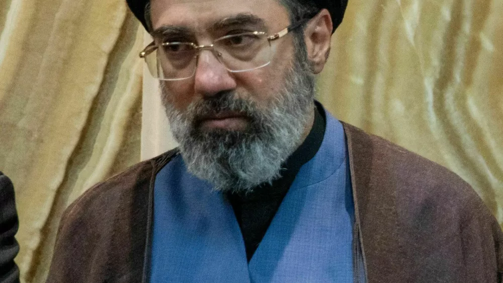 FILE PHOTO: Iran's new supreme leader, Mojtaba Khamenei, the second son of late Iran's Supreme Leader Ayatollah Ali Khamenei, attends a meeting in Tehran, Iran, July 18, 2024. Majid Khahi/ISNA/WANA (West Asia News Agency) via REUTERS ATTENTION EDITORS - THIS PICTURE WAS PROVIDED BY A THIRD PARTY/File Photo