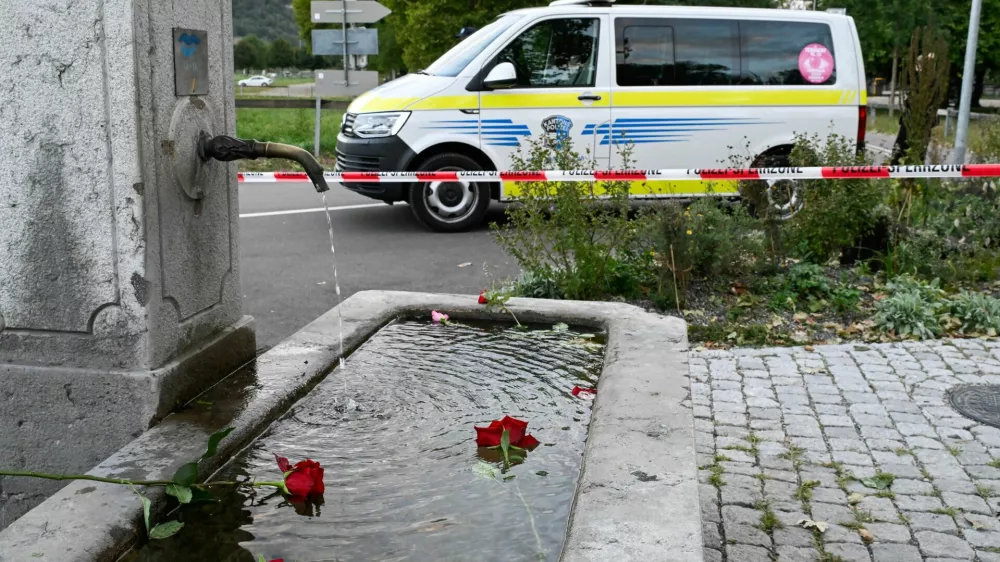 Flowers are left in tribute to victims, following a deadly shooting at a rave party, according to the police, in Aarau, Switzerland, August 30, 2026. REUTERS/Romina Amato