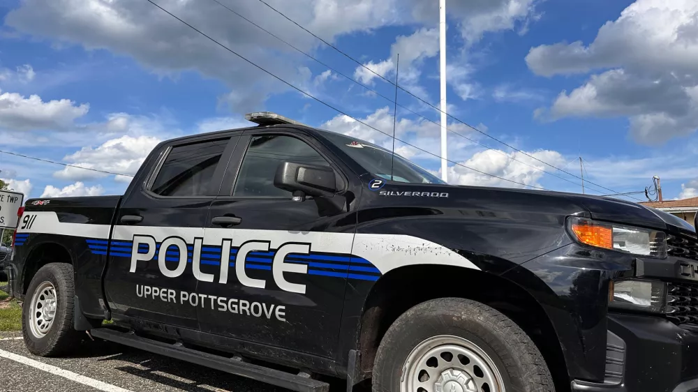 An Upper Pottsgrove Township police vehicle is seen Wednesday, Aug. 26, 2026, in Upper Pottsgrove Township, Pa. (AP Photo/Tassanee Vejpongsa)